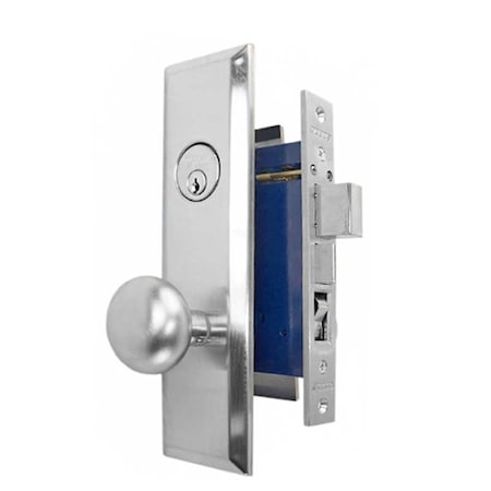 Marks METRO SERIES MORTISE APARTMENT KNOB LOCKSET HD - ENTRANCE - 1-1/16 X 7-5/8 - SATIN CHROME - L MRK-114A-26D-LH